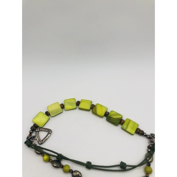 Silpada Sterling Silver Bracelet~Green Mother of Pearl ~Leather ~PyriteTiger Eye - Picture 6 of 12